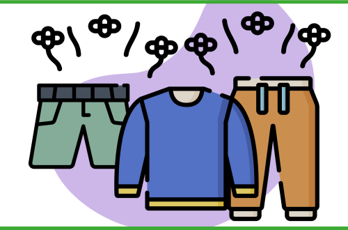 Immagine di una maglietta e dei pantaloni che odorano di sudore
